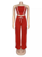 Sleeveless Tube Top Wide Leg Pants Set (17)