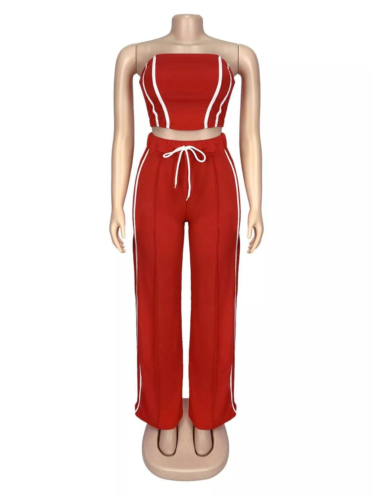 Sleeveless Tube Top Wide Leg Pants Set (17)