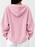 Full Size Waffle Knit Button Detail Hoodie Plus (17)