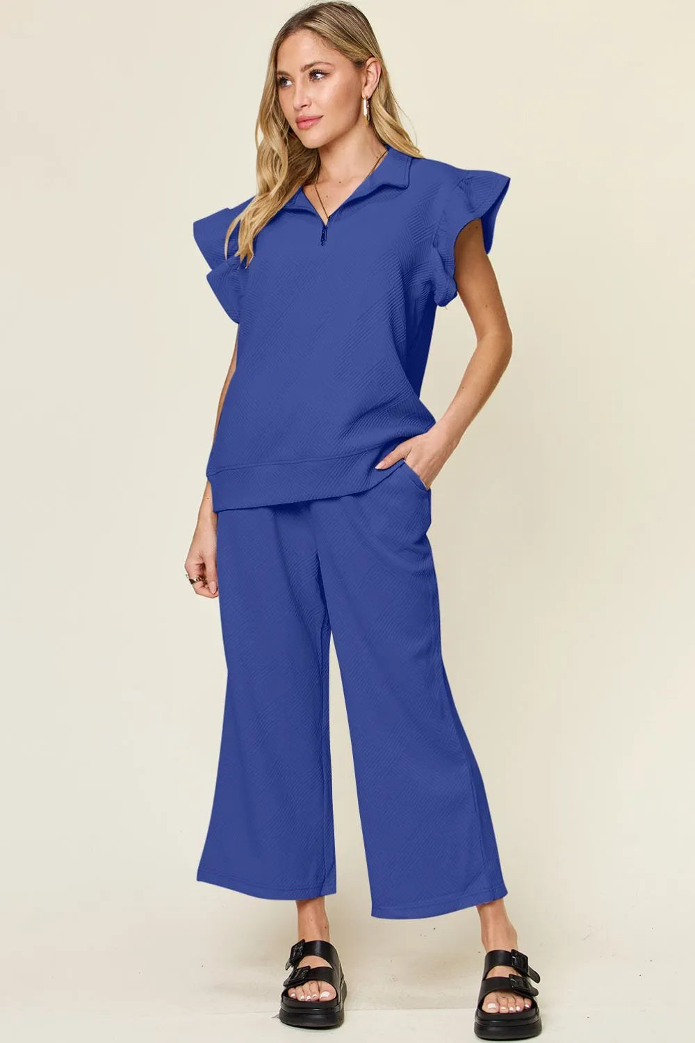 Ruffle Drawstring Wide Leg Set (9)