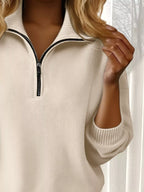 Full Size Half Zip Dropped Shoulder Sweater Plus (3)
