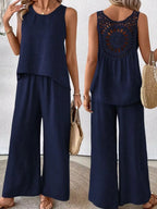 Round Neck Tank Wide Leg Pants Set (14)