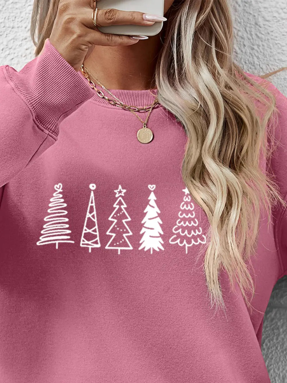 Christmas Tree Graphic Drop Shoulder Sweatshirt (14)