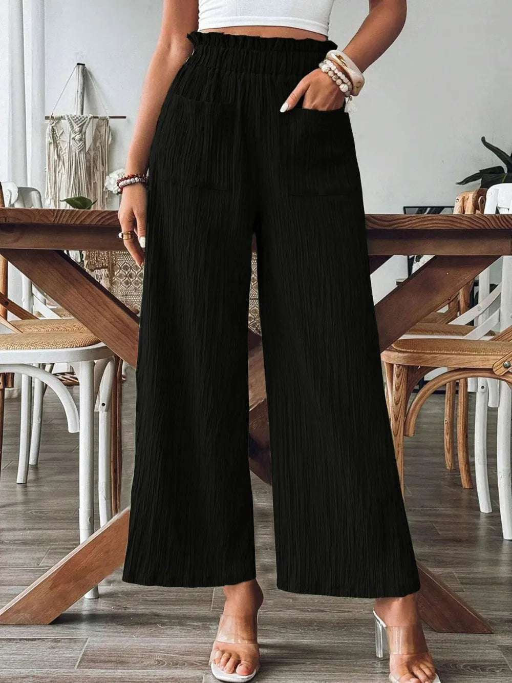 Pocketed Elastic Waist Wide Leg Pants (8)