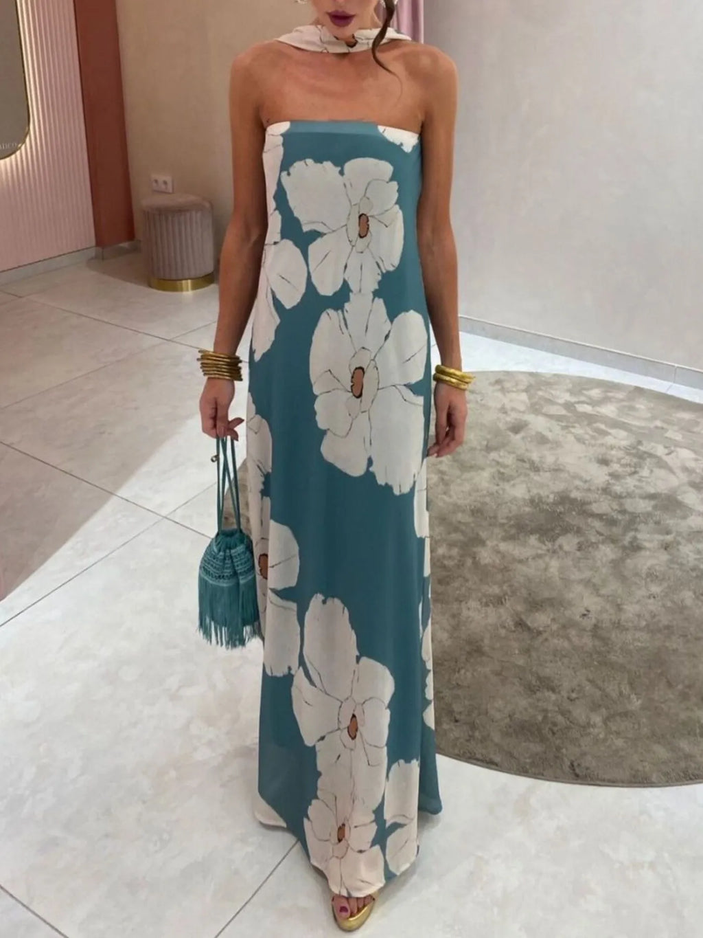 Printed Tube Maxi Dress (7)