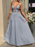 Striped Halter Neck Maxi Dress (19)