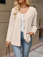 V-neck Button-down Cardigan (7)