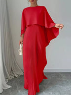 Cape Pleated Maxi Dress (11)