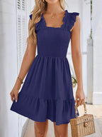 Smocked Square Neck Wide Strap Dress (14)