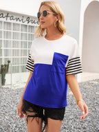 Striped Block Round Neck Tee (5)