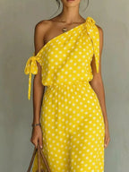 Full Size Polka Dot One-shoulder Maxi Dress Tie Details Plus (10)