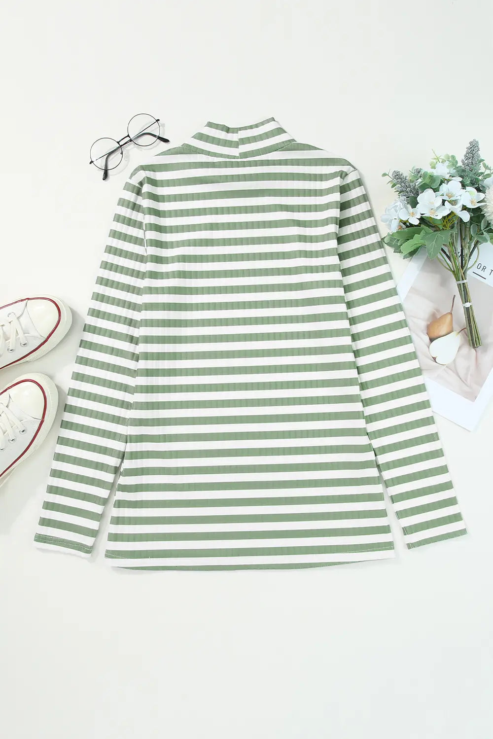 Striped Mock Neck Long Sleeve Top (17)