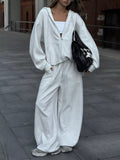 Oversized Zip-up Hoodie Wide-leg Pants Set