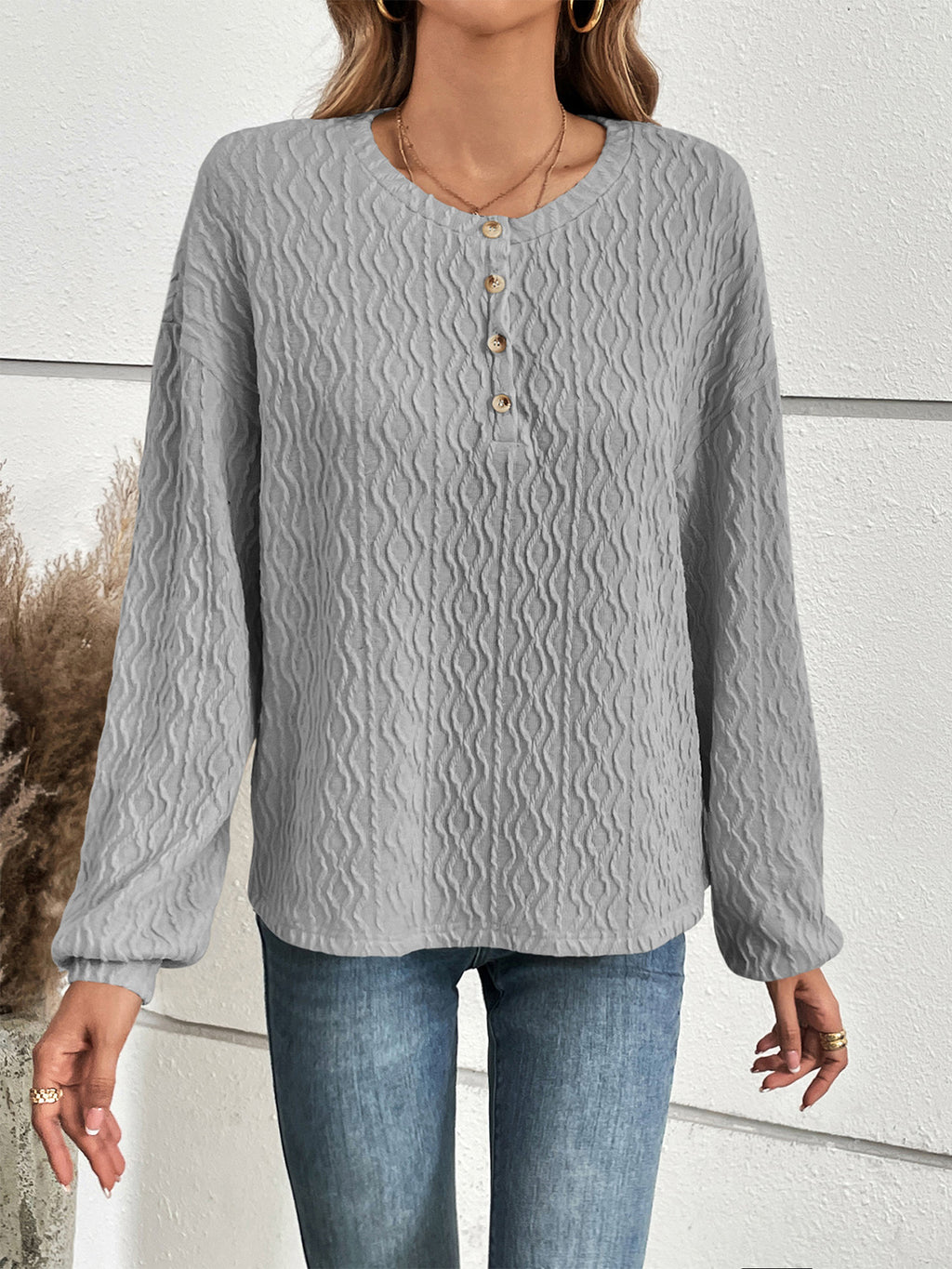 Half Button Long Sleeve Top (3)