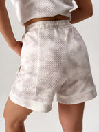 Half Zip Short Sleeve Top Shorts Set (4)