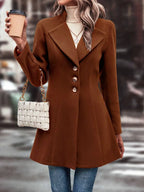 Collared Neck Long Sleeve Longline Coat (4)