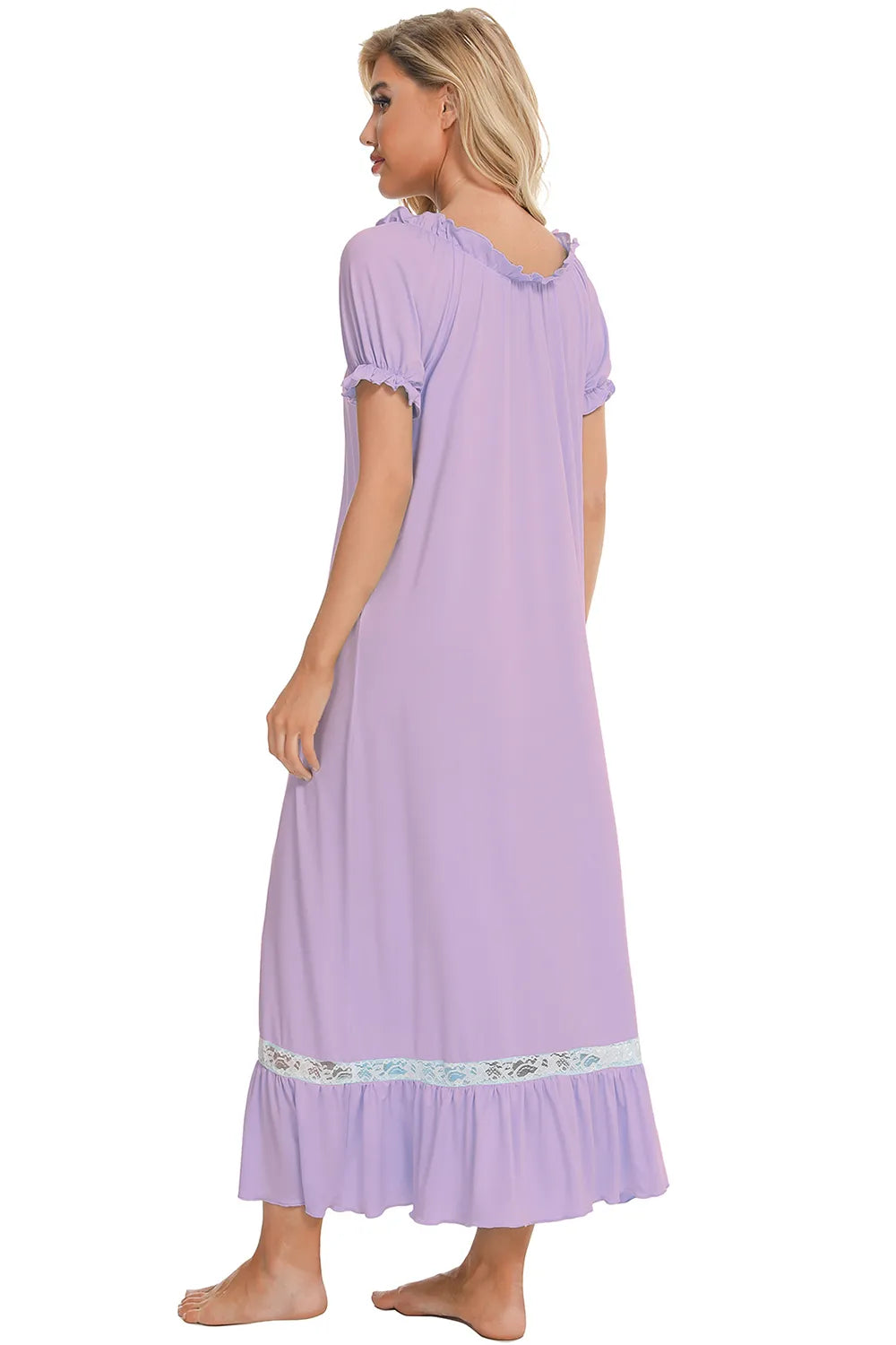 Lace Detail Short Sleeve Lounge Dress (31)
