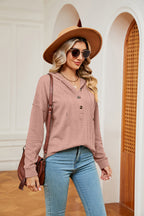 Half-button Dropped Shoulder Hoodie (18)