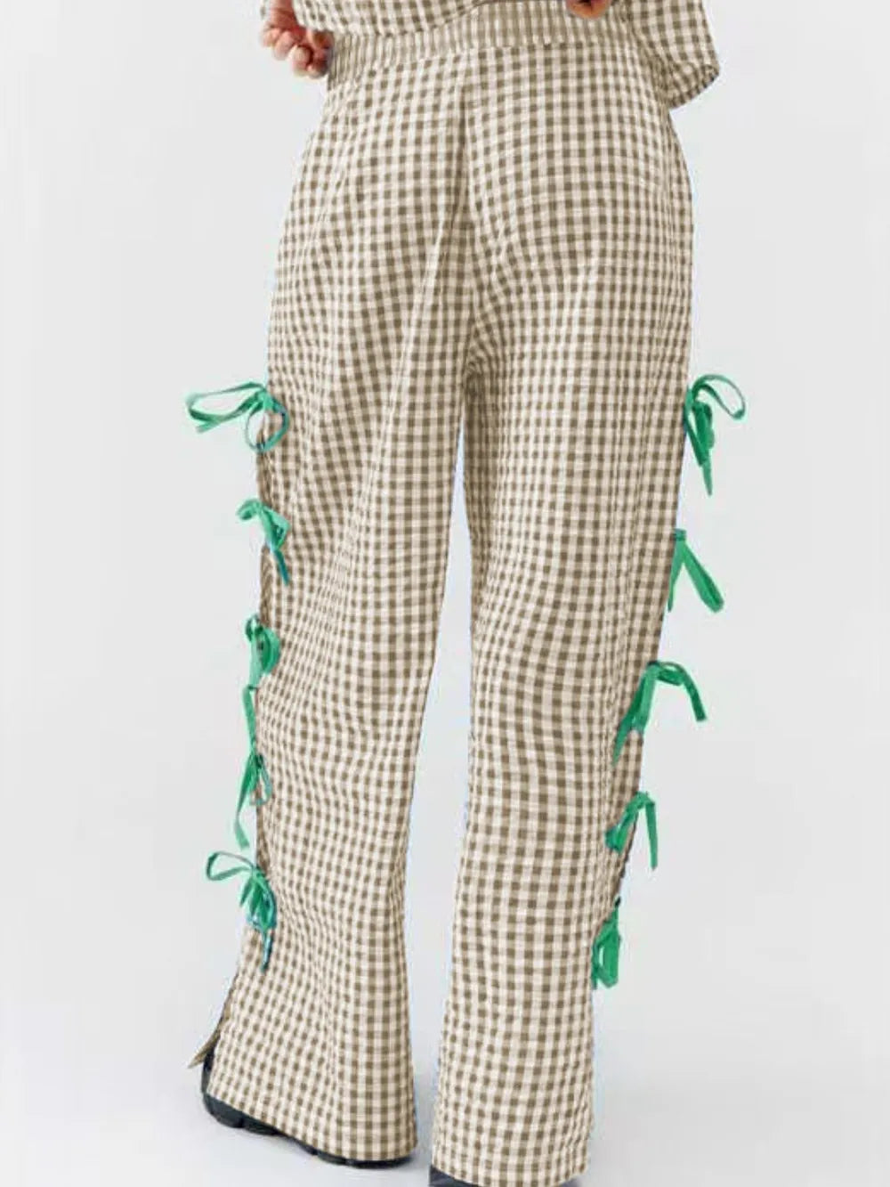 Side Tied Plaid Pants (5)
