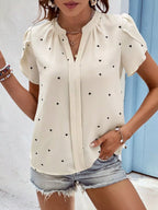 Heart Print Petal Sleeve Blouse (4)