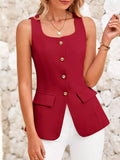 Square Neck Button-up Vest (25)