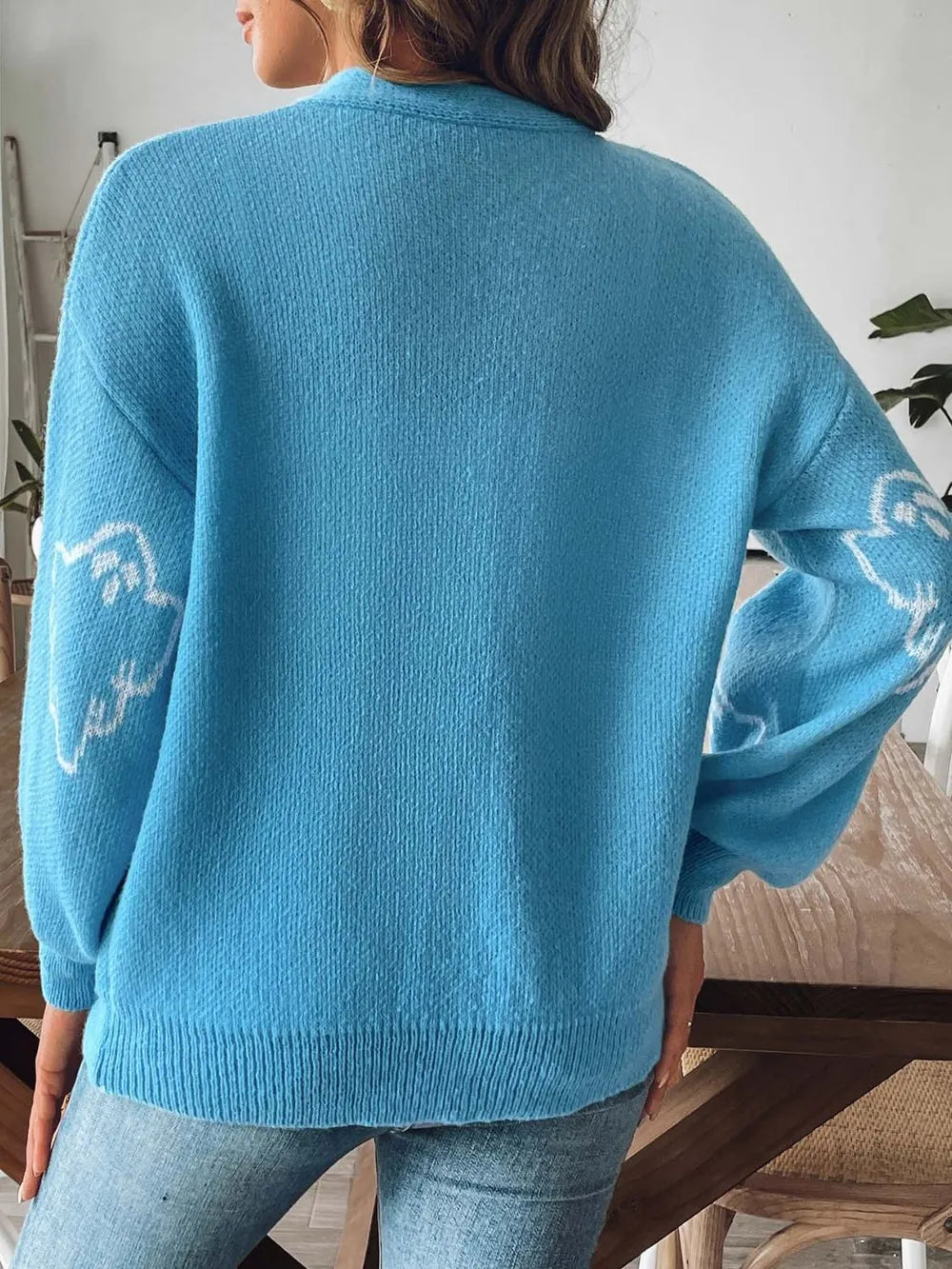 V-neck Dropped Shoulder Cardigan (5)