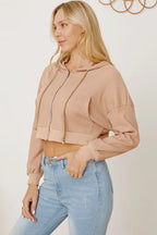 Waffle-knit Drawstring Zip Up Hoodie (4)