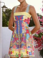 Printed Back Smocked Sleeveless Mini Dress (16)