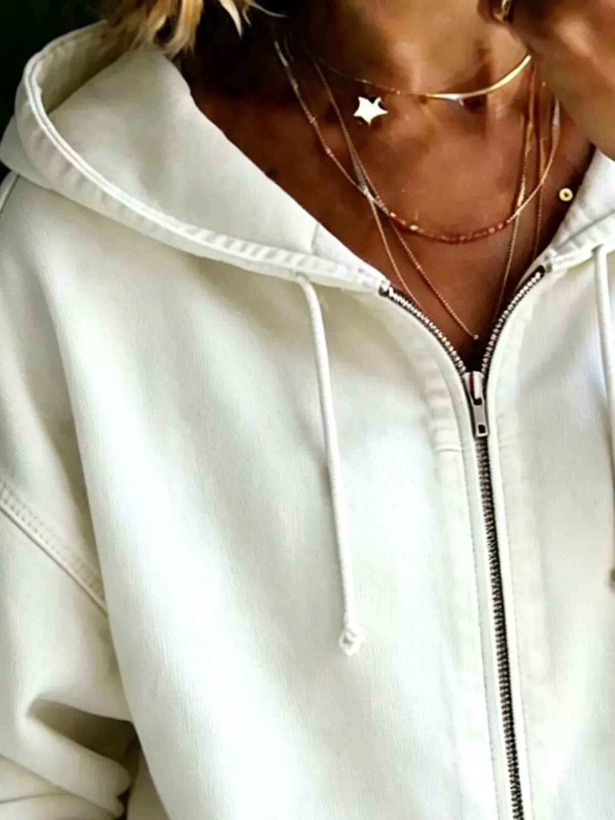 Full Size Zip-up Dropped Shoulder Hoodie Plus (2)