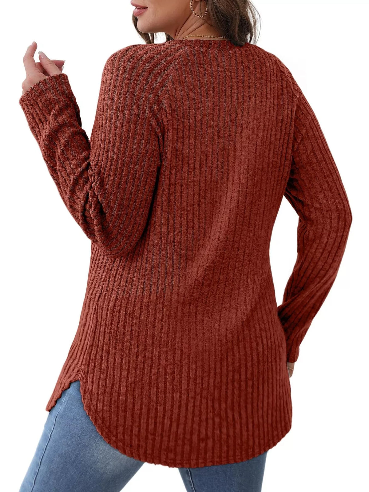 Ribbed Knit Long Sleeve T-shirt (18)