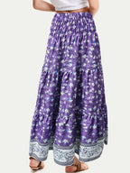Full Size Tiered Printed Elastic Waist Skirt (9)