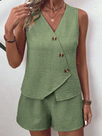 Button Up Vest Shorts Set (7)