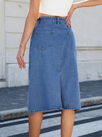 Slit Back Midi Denim Skirt (5)