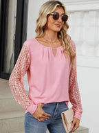 Cutout Round Neck Long Sleeve T-shirt (3)