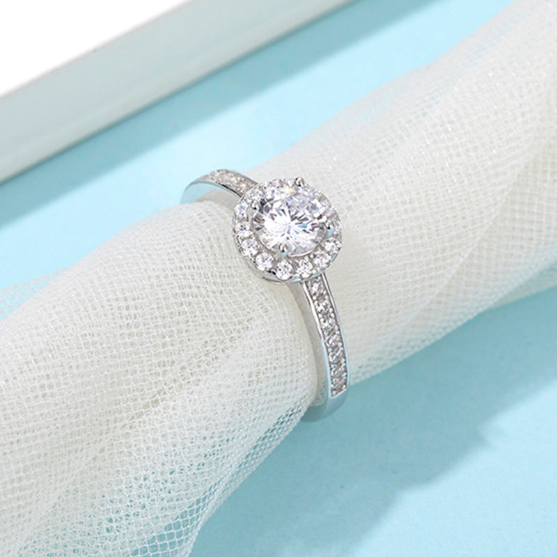 Round Bag 0.5 Carat 925 Sterling Silver Moissanite Ring photo 1