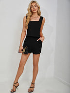 Square Neck Wide Strap Tank Shorts Set (5)