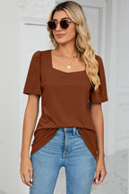 Square Neck Short Sleeve T-shirt (17)