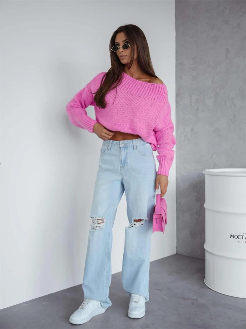 Boat Neck Drop Shoulder Sweater (2)