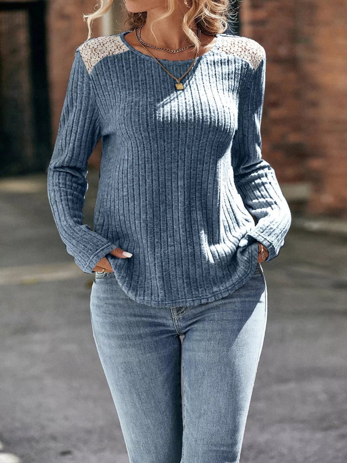 Ribbed Long Sleeve Knit Top (4)