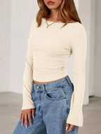 Boat Neck Flare Sleeve T-shirt (5)