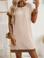 Round Neck Short Sleeve Mini Dress (7)