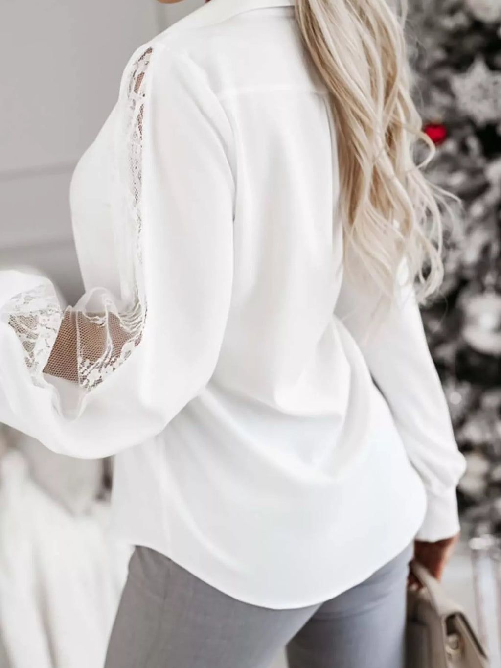 Lace-sleeve Button Up Shirt (7)