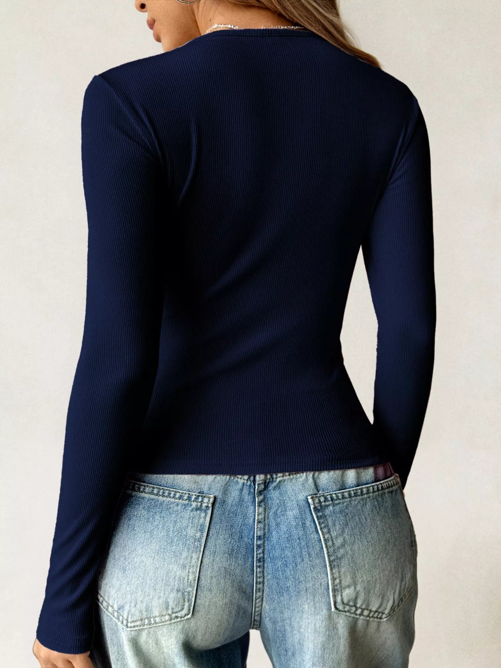 Ribbed Knit Long Sleeve Fitted T-shirt (12)