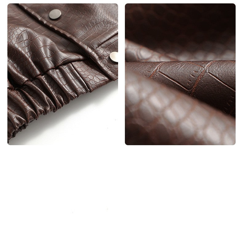Leather Jacket Lapel Loose Retro Top photo 3