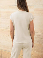 Casual Solid Color Cap Sleeve Top Pants Knit Set (3)