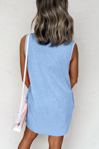 Round Neck Sleeveless Mini Dress Pockets (5)