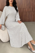 Polka Dot Long Sleeve Maxi Dress (5)