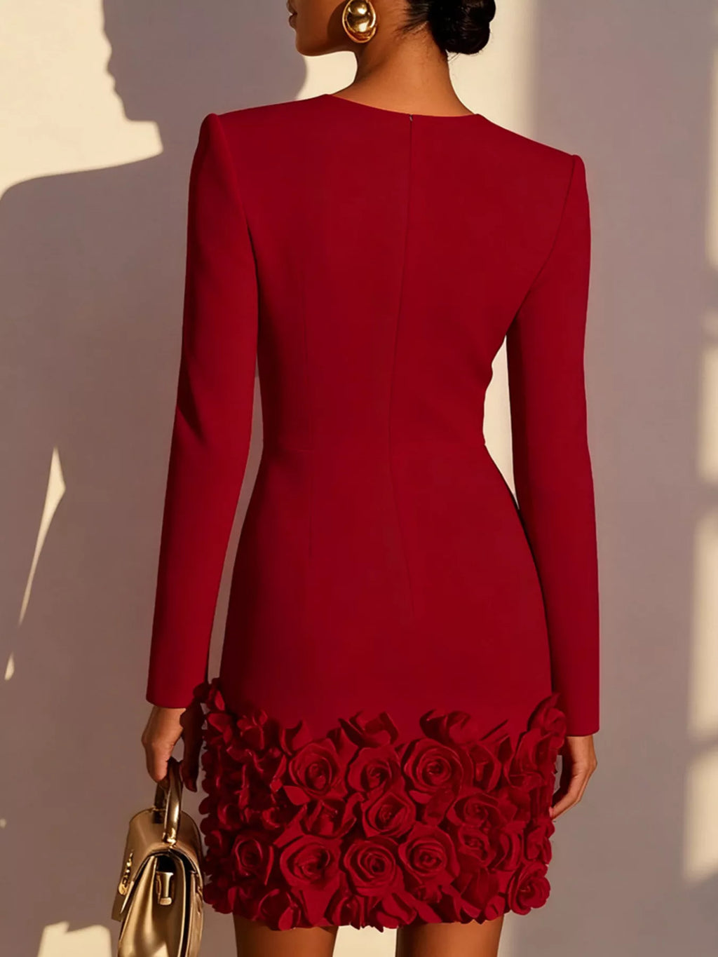 V-neck Dress Rose Embellishment (9)