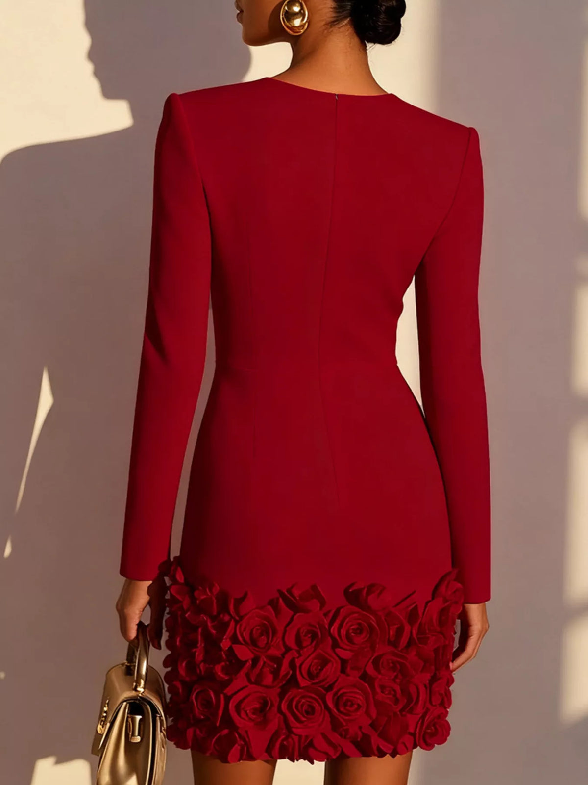V-neck Dress Rose Embellishment (9)