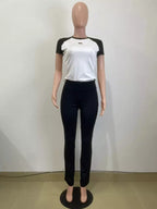 Contrast Short Sleeve Tee Pants Set (8)